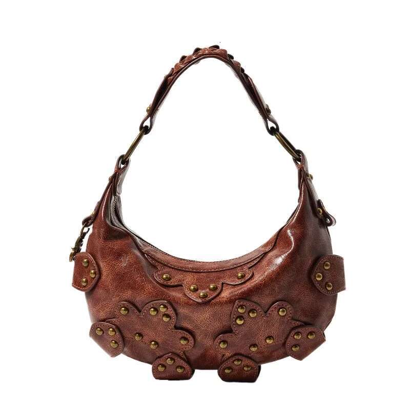 Ral Studded Hobo High Quality E Faux Leather Boho Moto Styg Shoulder Bag Women Original Brands Designer Female Bags