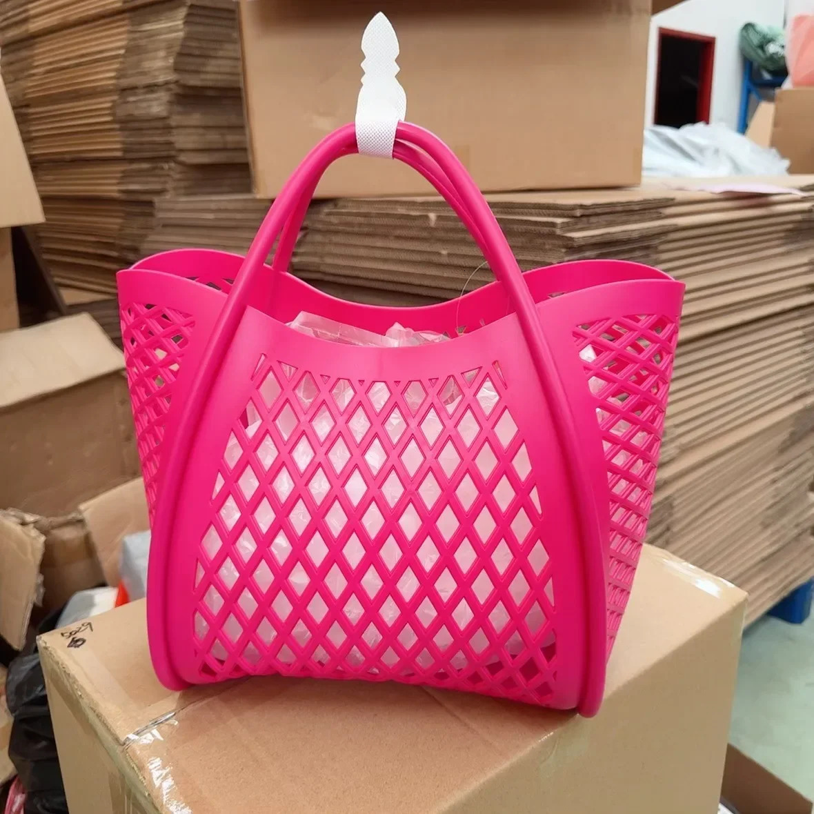 Silicone Hollow Out Handbag Basket PVC Beach Bag Shower Basket Picnic Storage Bag Motorcycle Equipment Accessories250314bj