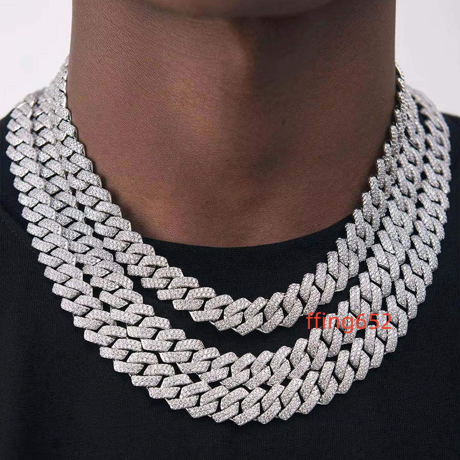 Hip Hop 925 Silver Iced Chain VVS Moissanite 18K Gold Plated Jewelry Fine Fashion Cuban Necklaces Ready to Ship