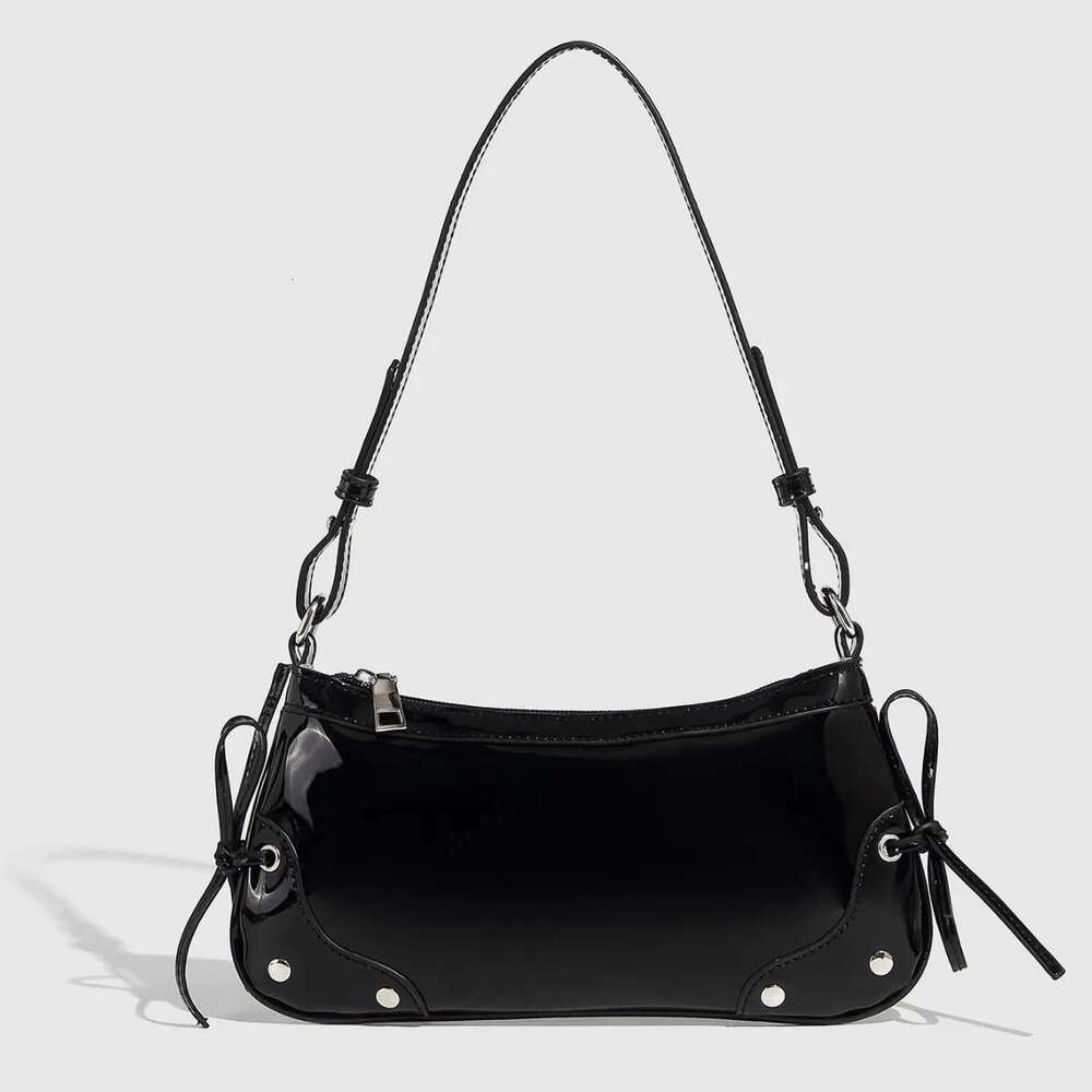 Women's Bags Fashion Casual Bow Shiny Patent PU Leather Shoulder Women Tote Shopping Bag Female Handbag