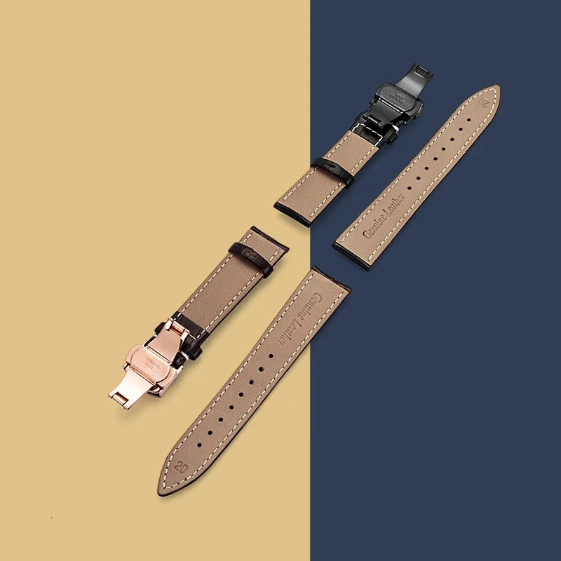 Genuine Leather Watch Strap 12 13 14 16 17 18 19 20 21 22 24mm Universal Belt Bracelet with Box Butterfly Buckle Band Wristband 250304