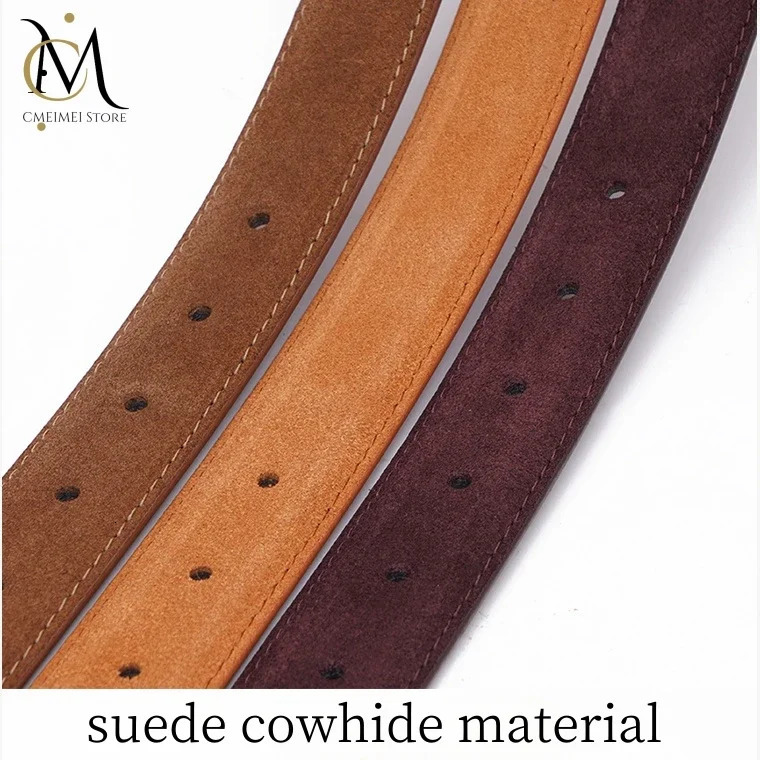 Womens Double Genuine Leather Belt Fashionable Cowhide Suede Belts with Square Alloy Buckle for Dresses Jeans Casual Wear 250312