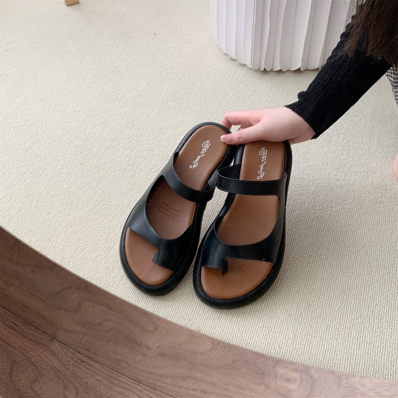 Free shipping new slippers women sandals thick sole breathable comfortable fashion daily outdoor beige black khaki