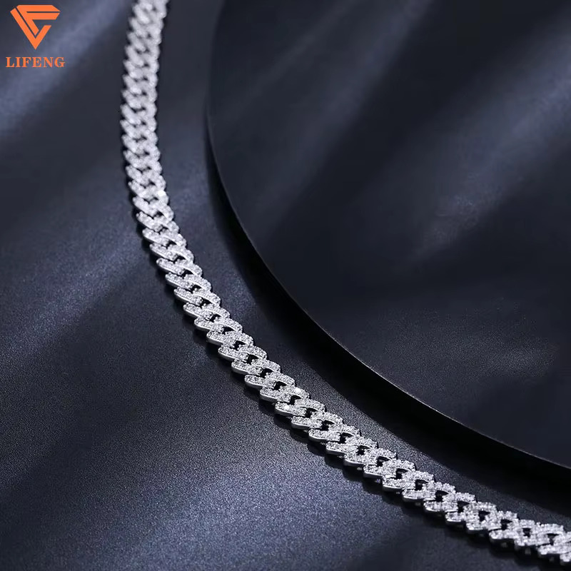 Custom 6mm White Gold Cuban Link Bracelet With VVS Moissanite Diamond Hip Hop Jewelry Bracelet Iced Out Chain Men Charm Bracelet