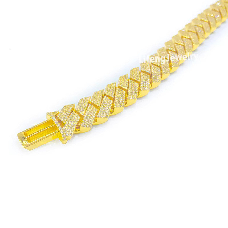 Lifeng Jewelry Custom Luxury Moissanite Bracelet Iced Out Hip Hop Cuban Link Chain Wholesale Pass Diamond Tester Bracelet