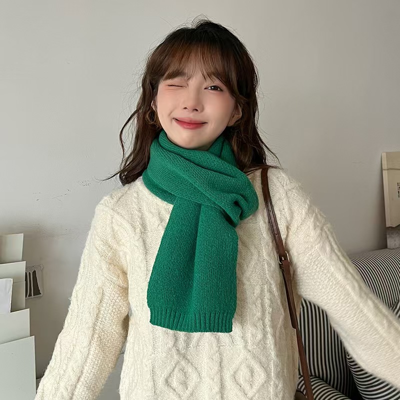 K146 Super whitening thickened knitted scarf women 2024 new cashmere scarf Korean style all-match warm neck scarf 2024 new