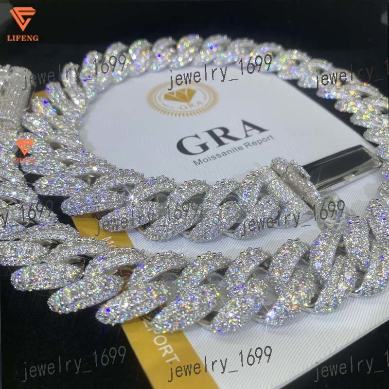 Mens Necklace Big Size 20MM VVS Moissanite With Certificate Gold Plated Cuban Link Chain for Hip-hop Rapper Singer