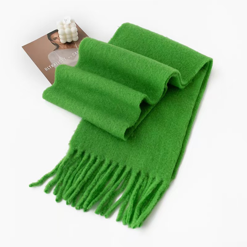 K153 100% wool scarf high-end men and women all-match thickened autumn and winter 2024 new solid color scarf New Year style