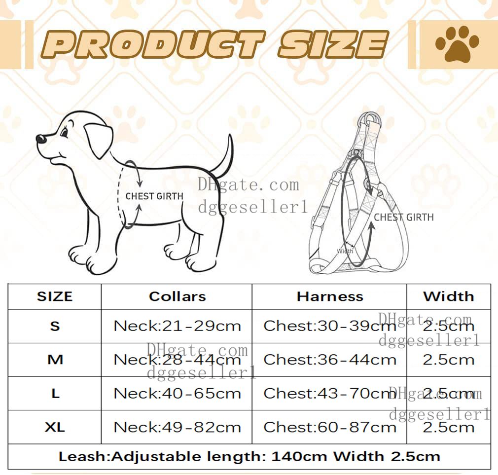 free shipping Designer Collars Leashes Step-in Harness Durable Nylon Leash for Small Medium Large Dogs Cat Golden French Bulldog Cool Fashion Pet Supp