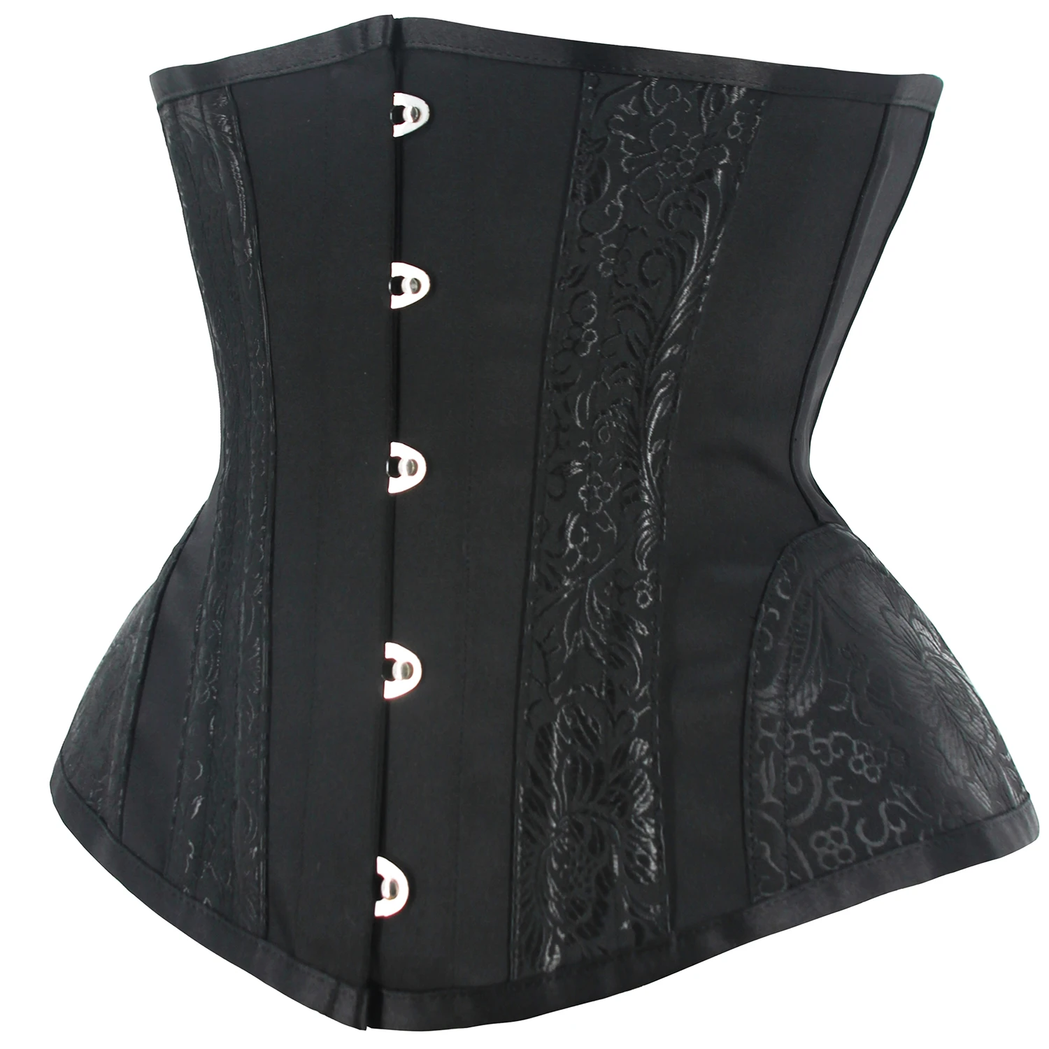 10.2 Inch Short Torso 5 Buttons Vintage Underbust Corset Women 14 steel bone dress with waistband, shaped drawstring binding