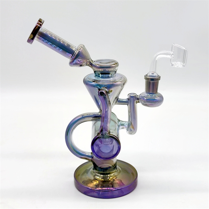 2025 Klein Heady Bongb 9 to 10 Inch Incycler Tinted Purple Colorful Hookah Glass Bong Recycler Pipes Water Bongs Smoke Pipe 14.4mm