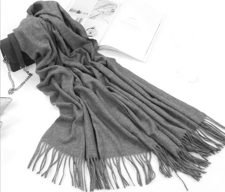 K145 Pure color cashmere scarf women winter warm thick autumn and winter tassel gray shawl men's wool scarf wholesale
