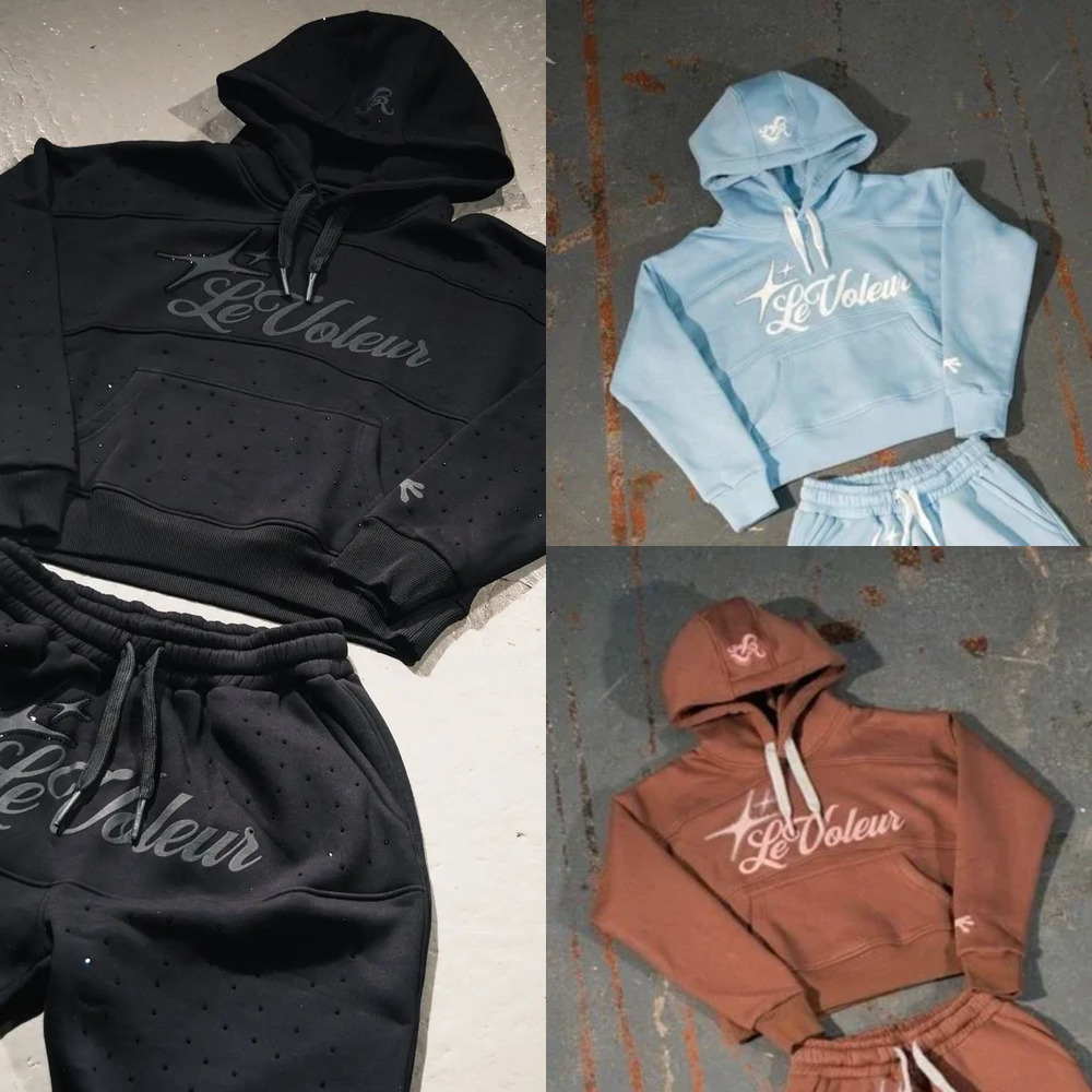 Designer Hoodie Street Wear Hoodie Sports Pants Two-piece Set Y2K Clothing Men's Hip-hop Letter Embroidery Rhie Sequin Sports Shirt Men's Pa