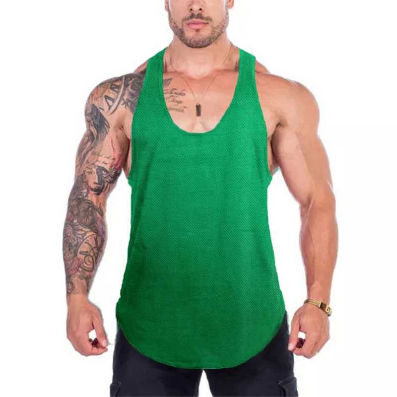 New Summer Mesh Tank Top Mens Gym Stringer Fitness Clothing Y Back Bodybuilding Vest Workout Singlets Muscle Sleeveless ShirtT250317