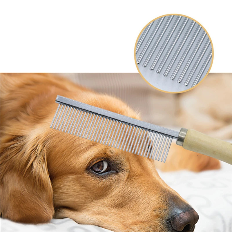 Dog Grooming Equipment Pet Hair Remover Cat Comb Wooden Handle Smooth Brush Accessories y250312