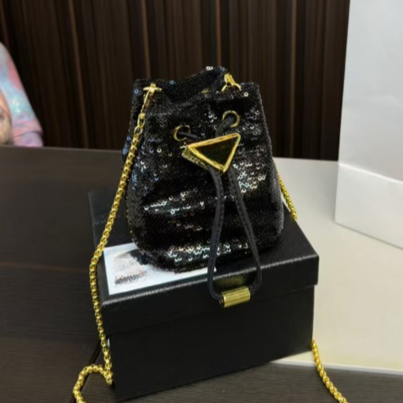 Mini sequin petit sac de seau à paillettes crossbody sac à paillette de paillette de paillette de paillettes de paillettes concepteur 2025