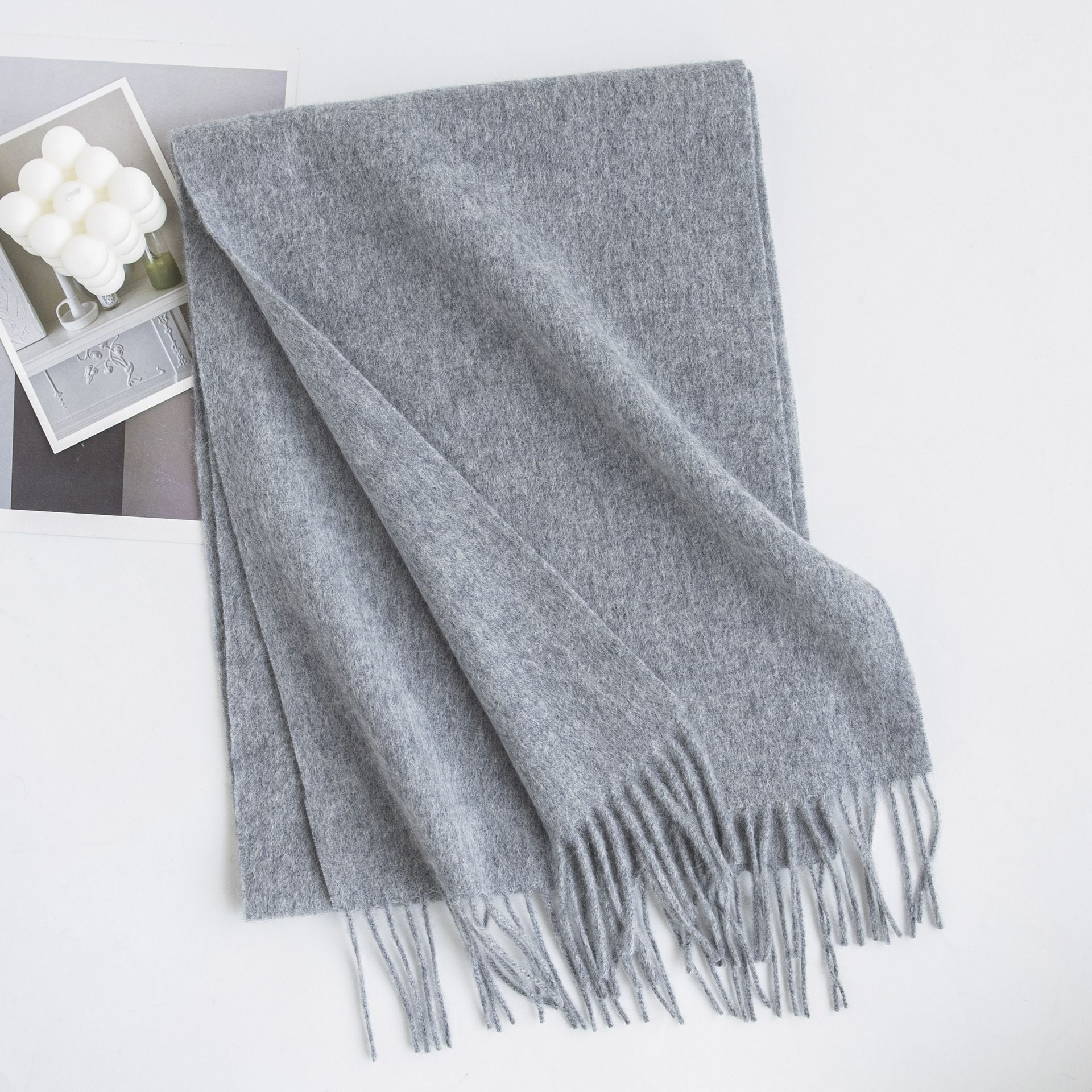 K149 Custom 100% lambswool scarf high-end men and women all-match autumn and winter new Morandi color warm neck scarf