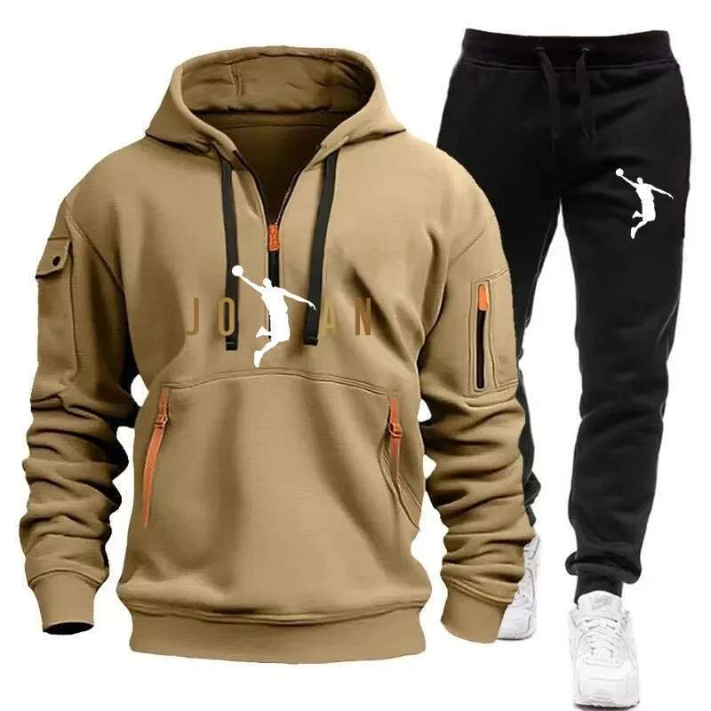 Men's sportswear, zip up hoodie+sweatpants, 2-piece set, autumn/winter, daily casual sports jacket, jogging suit, top or pants