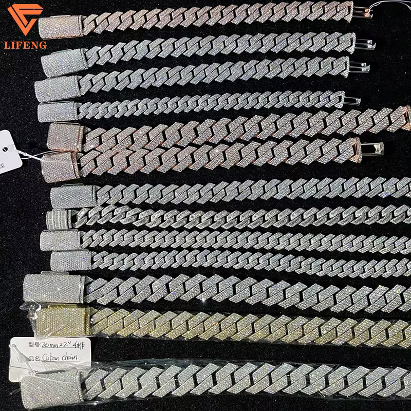 Wholesale Price High Quality Factory Jewelry 14K White Rose Gold Plated Soild 925 Silver VVS Moissanite Chain Men Cuban Bracelet