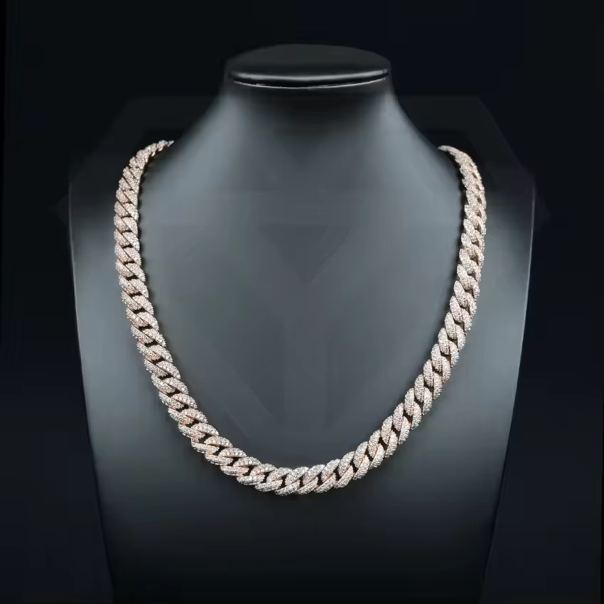 Hip Hop Jewelry Brass CZ Zircon Diamond Luxury Iced Out Miami Cuban Link Chain Necklace