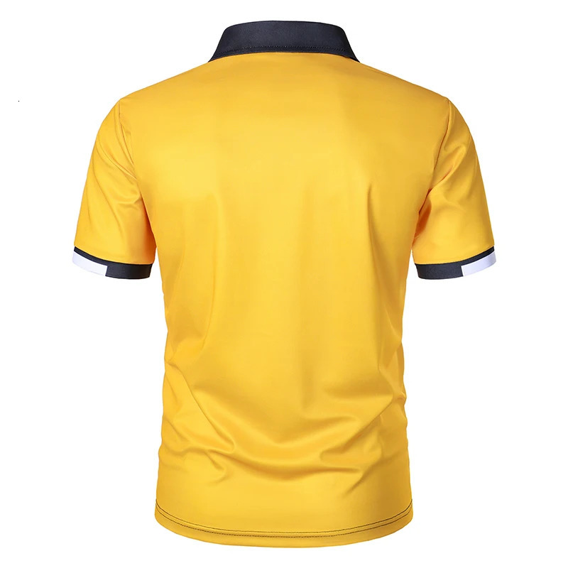 Men Summer Short Sleeve Fashion Spell Color Lapel Golf Polo Shirt Men Sport Button Business Casual Golf Polo Shirt Tops 250317