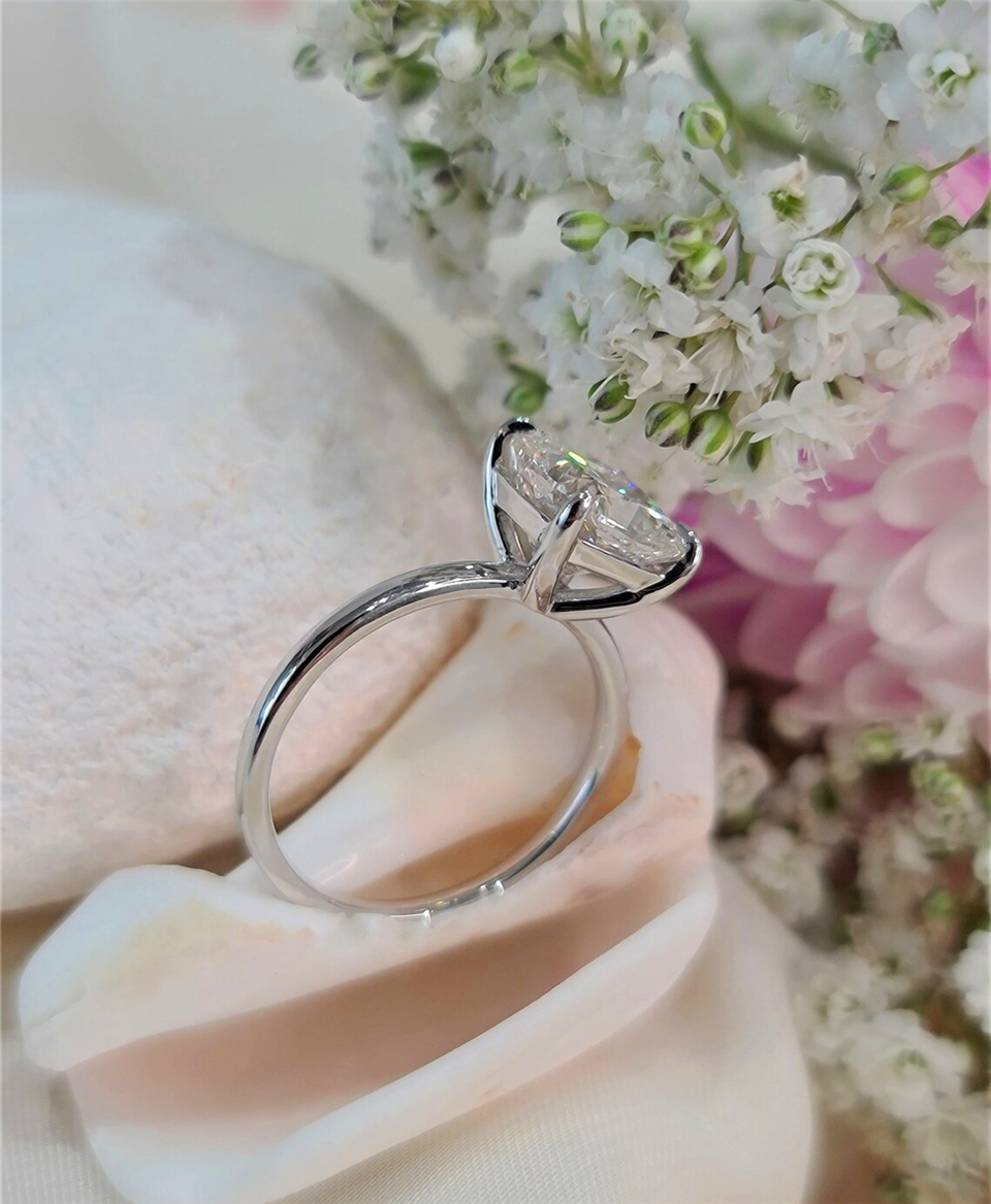 Cushion Cut Lab-Grown Diamond Solitaire Engagement Ring - Jewelry 3 CT E VS1 14K White Gold IGI Certified