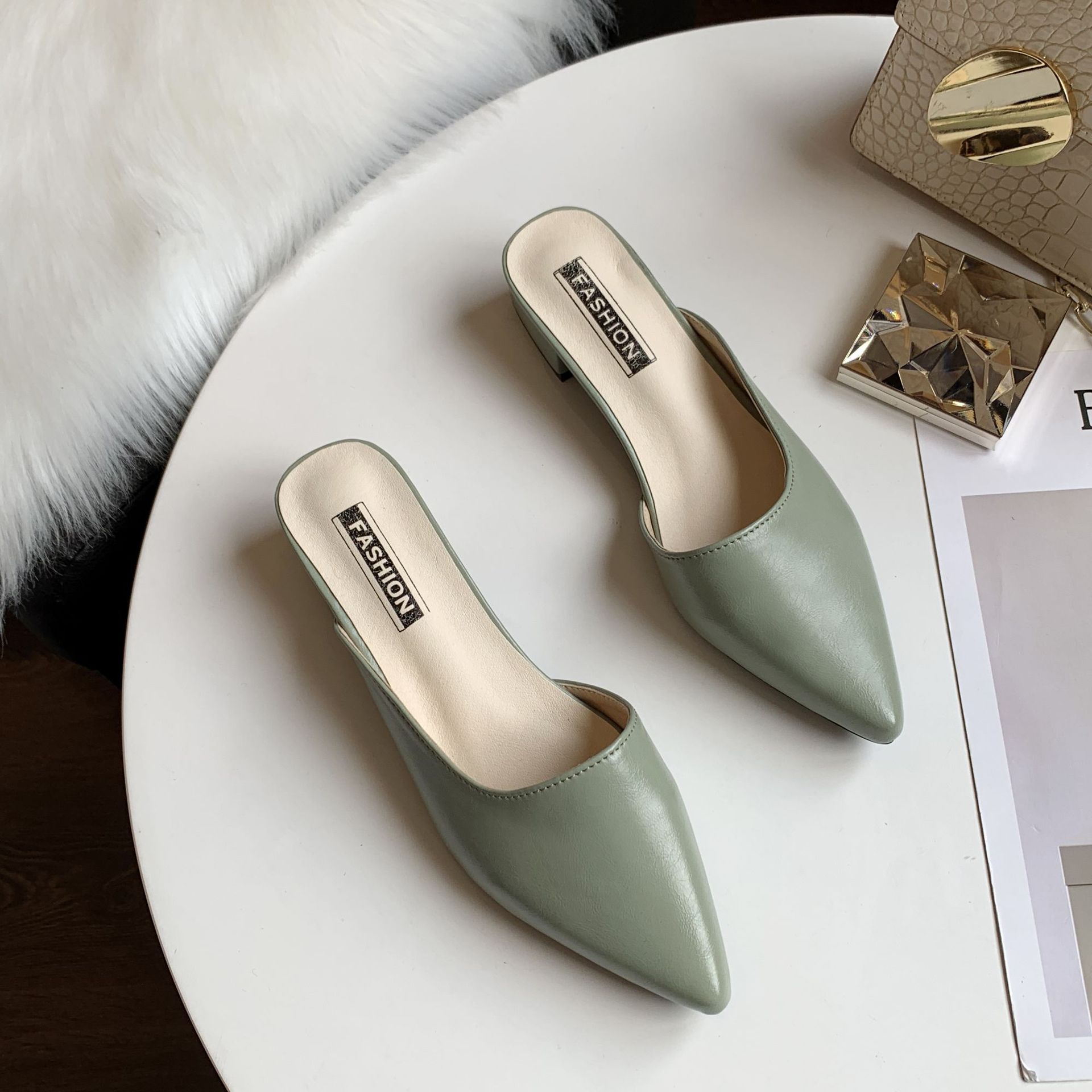 Free shipping new slippers women sandals low heels comfortable fashion daily black green beige khaki