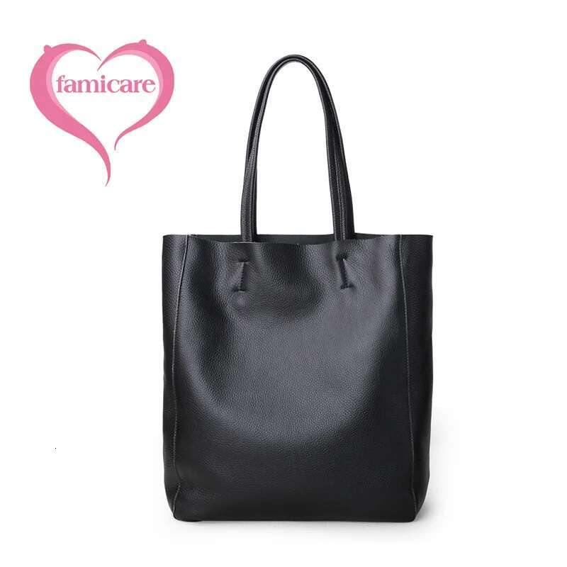 Genuine Women Casual Tote Female Simple Fashion Handbag Lady Cowhide Leather Daily Use Shoulder Shopping Bag