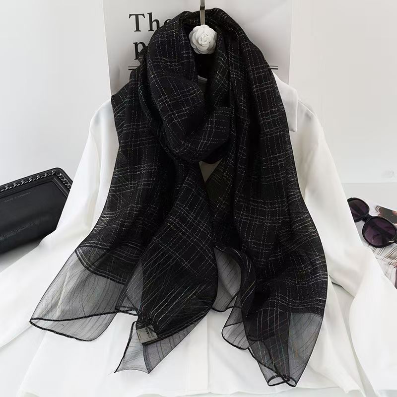 T302 Spring and Summer new silk scarf versatile women's mulberry silk fashion long shawl dual-purpose thin silk scarf