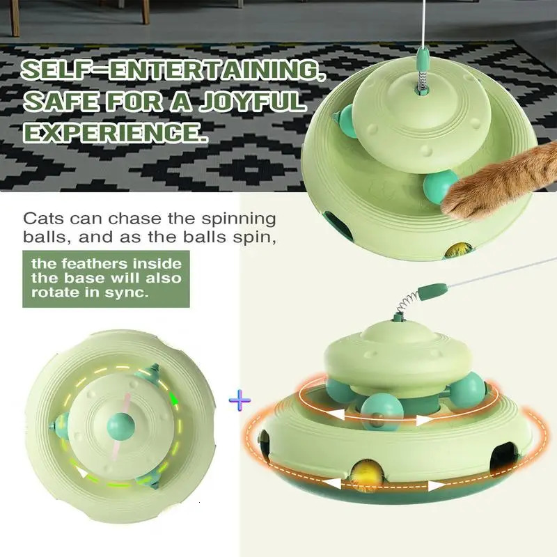 Rotating Cat Teasing Colorful Cat Self Entertainment Toy Portable Animal Rich Ball Fun Pet Supplies 250317