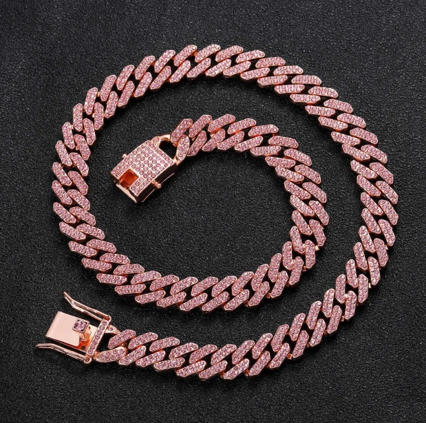Exclusive Hip Hop Style 16mm Iced-Out Cuban Chain Pendant Necklace Featuring Top Grade VVS Moissanite - Personalize in 10K or 14K Yellow Gold