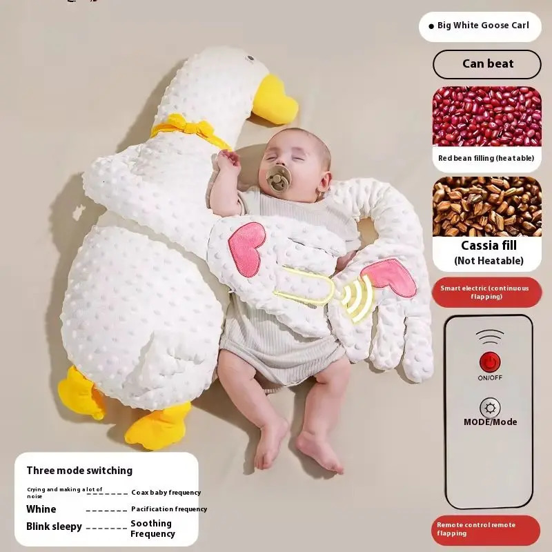 Big White Goose Baby Exhaust Pillow Soothes Babys Intelligent Beats Soothes Palm Baby Sleeping on Their Soothing Gift 250317