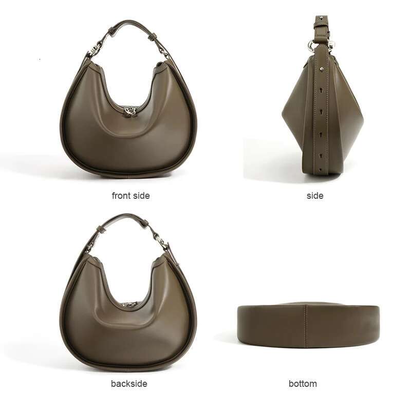 2024 New Women Soft Split Leather Female Fashion Pouch Lady Minimalist Underarm Shoulder Bag Niche Design Elegant Messenger