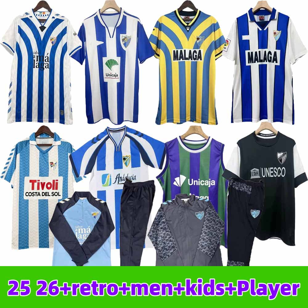 25 26 Malaga CF soccer jersey 120 ANIVERSARIO Kids Kit remake RETRO jersey 2025 Home Away third Football Shirts BUSTINZA M. JUANDE RAMON FEBAS ALEX GALLAR SOL MUNOZ