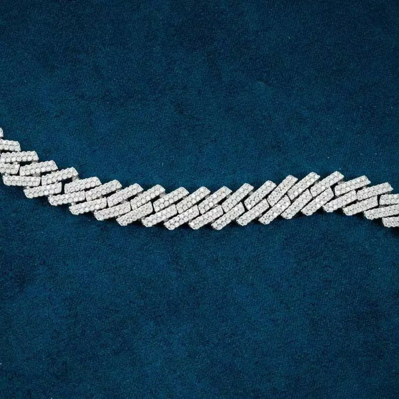 EAST S925 Iced Out Cuban Link Bracelet 10MM Moissanite 2 Row Round Cut Pass Diamond Test Luxury Rapper Style Hip Hop Jewelry