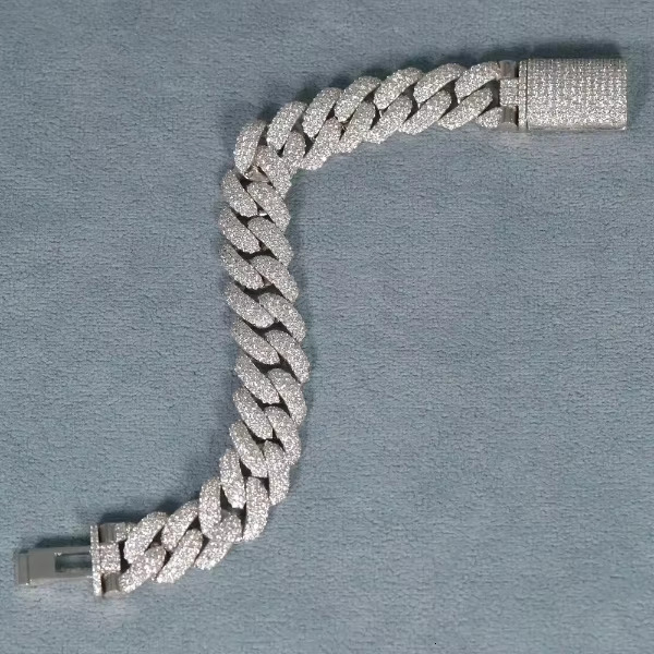 925 Sterling Silver Custom Heavy Cuban15mm Bracelet Moissanite Diamond for Party Gift GIA Certified Hip Hop Jewelry Wholesale