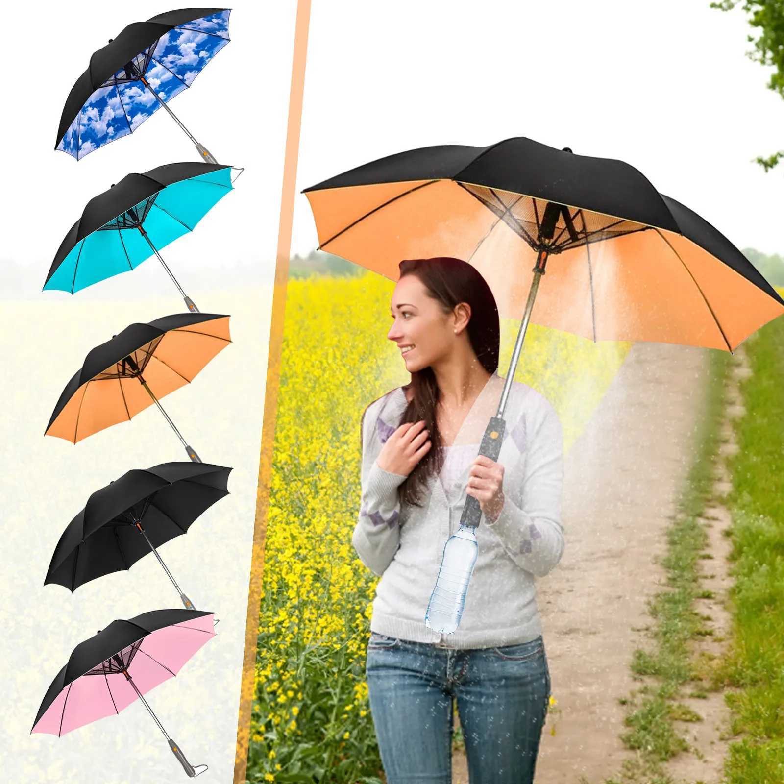 Umbrella With Fan And Mist Spray Uv Blocking Umbrella With Fan USB 2024 New Rechargeable Sun Umbrella Cool Umbrella With FanC250317