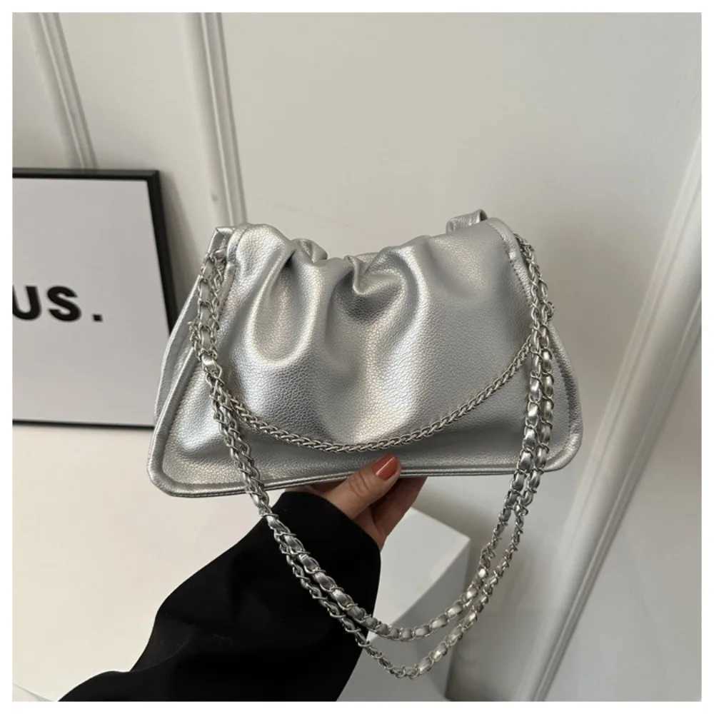 2024 Fi Shoe Bag Large Capacity Warm Fold Bag Fashion PU Leather Chain Bag Y250321