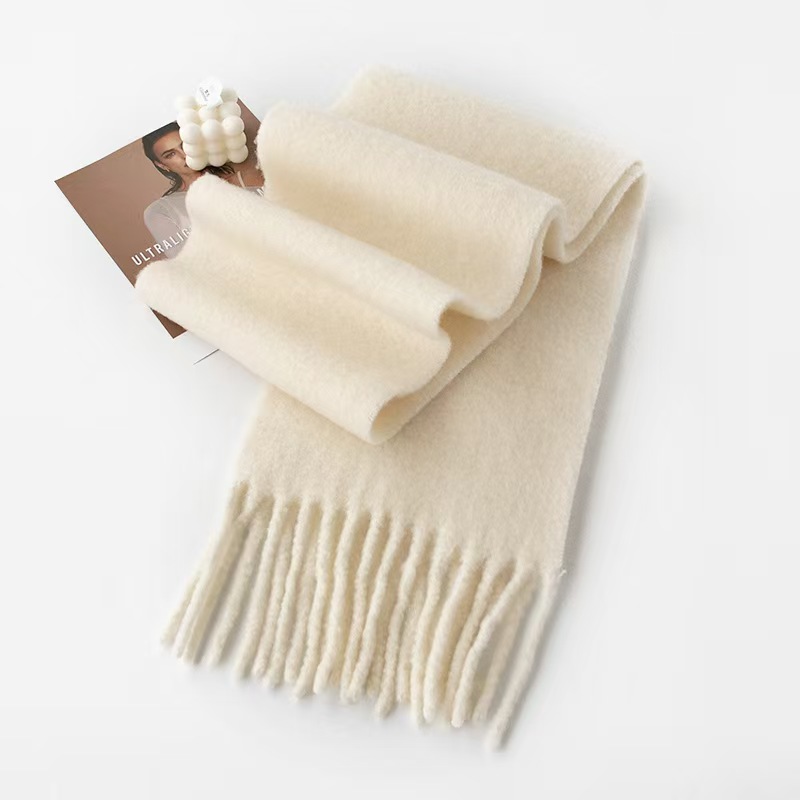 K153 100% wool scarf high-end men and women all-match thickened autumn and winter 2024 new solid color scarf New Year style