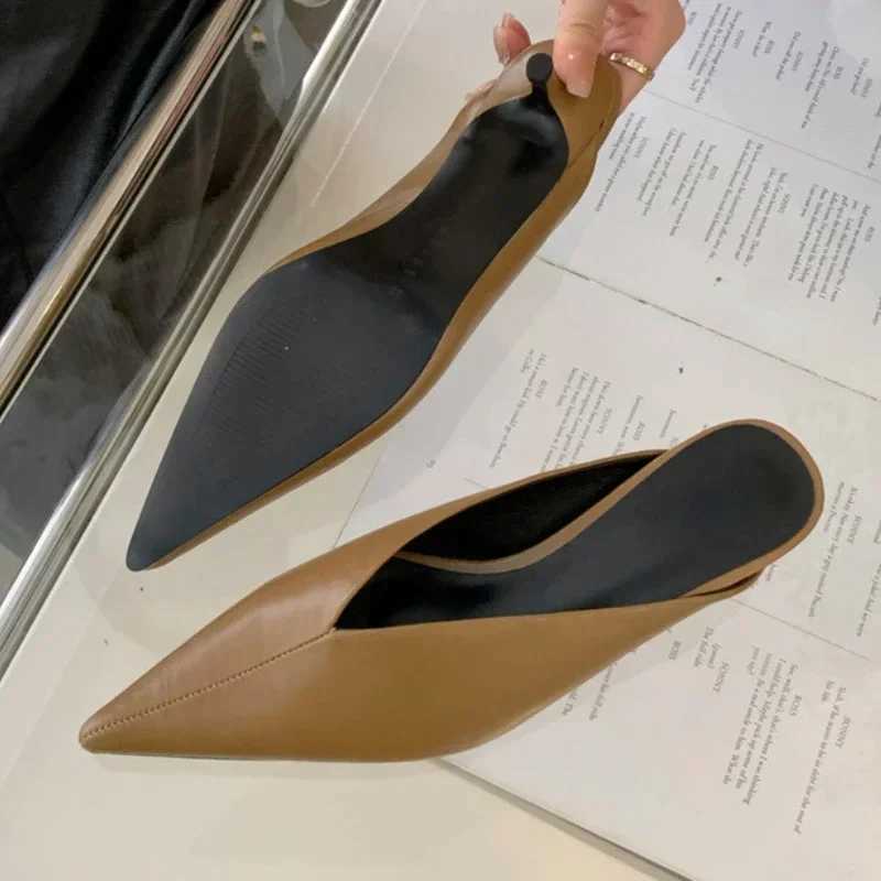 Fashion Pointed Toe Mules Shoes Low Heel Sandals Elegant Dress Sliding Comfortable Designer Pump Womens Y250315