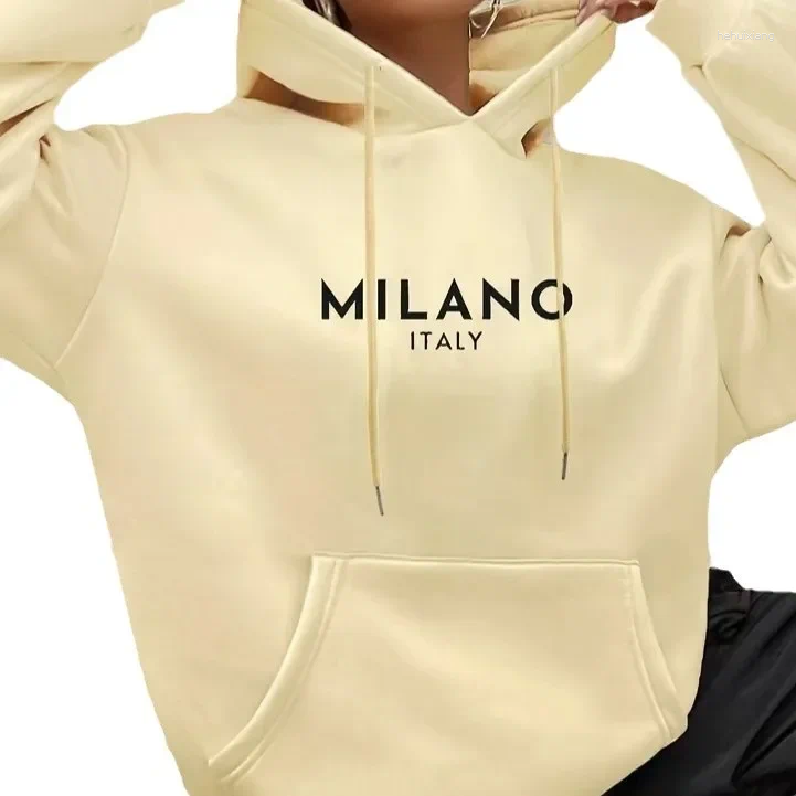 Women's Hoodies Italy Letter Print Long Sleeve Hoodie Sweatshirt Independent Station Hooded Crew Neck Pullover Fashion Clothing
