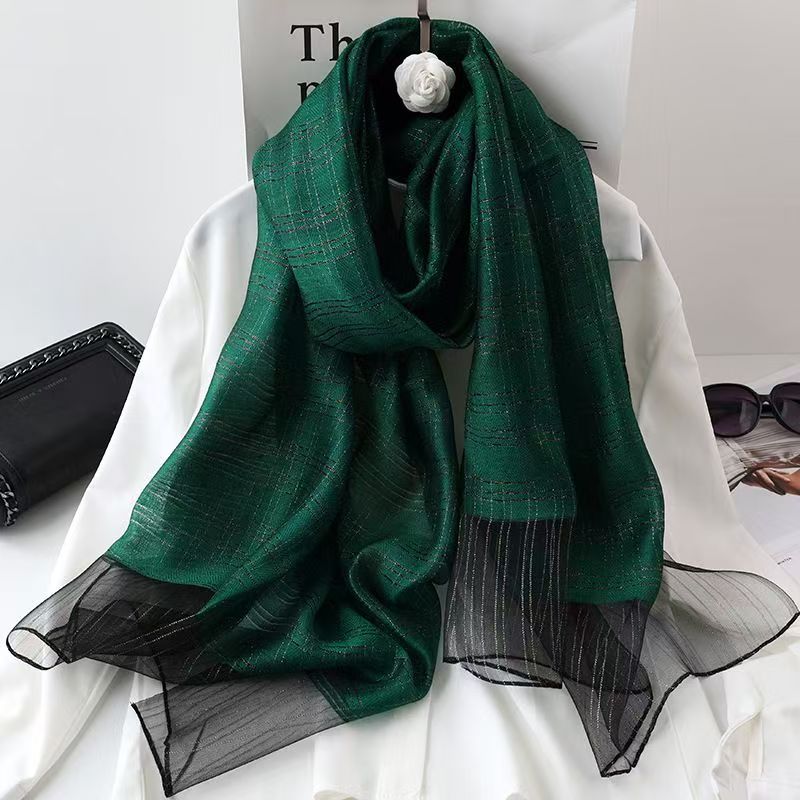 T302 Spring and Summer new silk scarf versatile women's mulberry silk fashion long shawl dual-purpose thin silk scarf