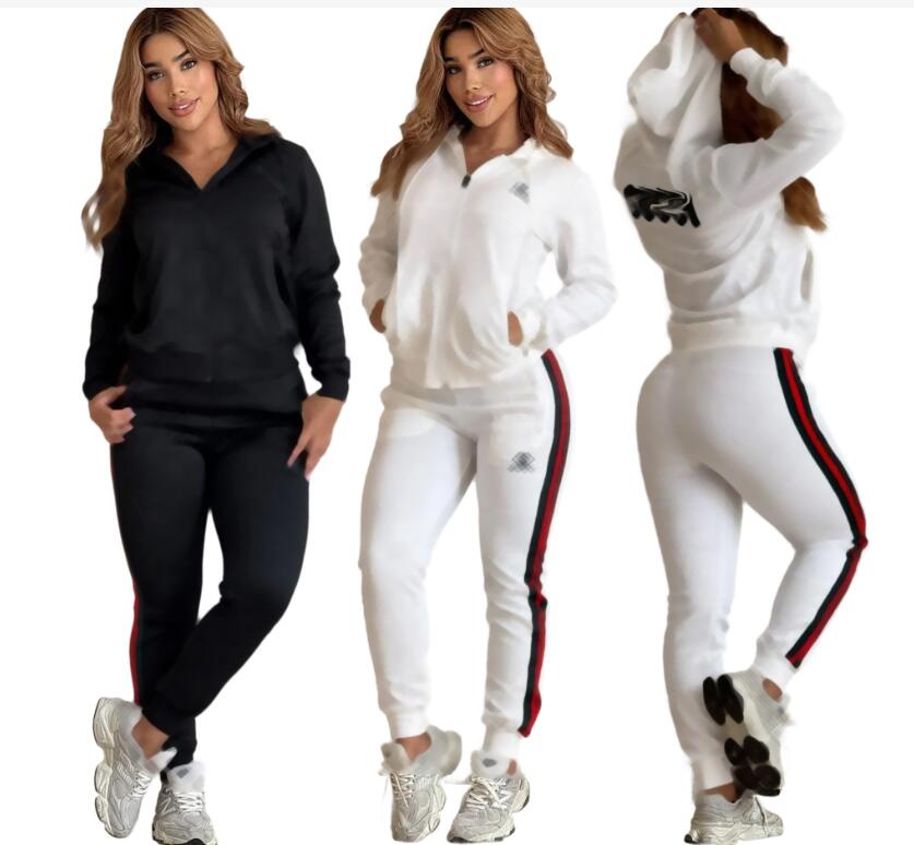 Designer 2025 Embossing Hooded Tracksuits Women Casual Jacket and Pants Two Piece Sets Free Ship