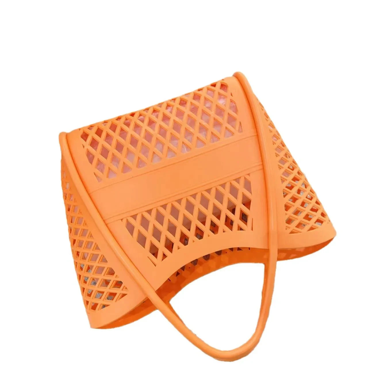 Silicone Hollow Out Handbag Basket PVC Beach Bag Shower Basket Picnic Storage Bag Motorcycle Equipment Accessories250314bj