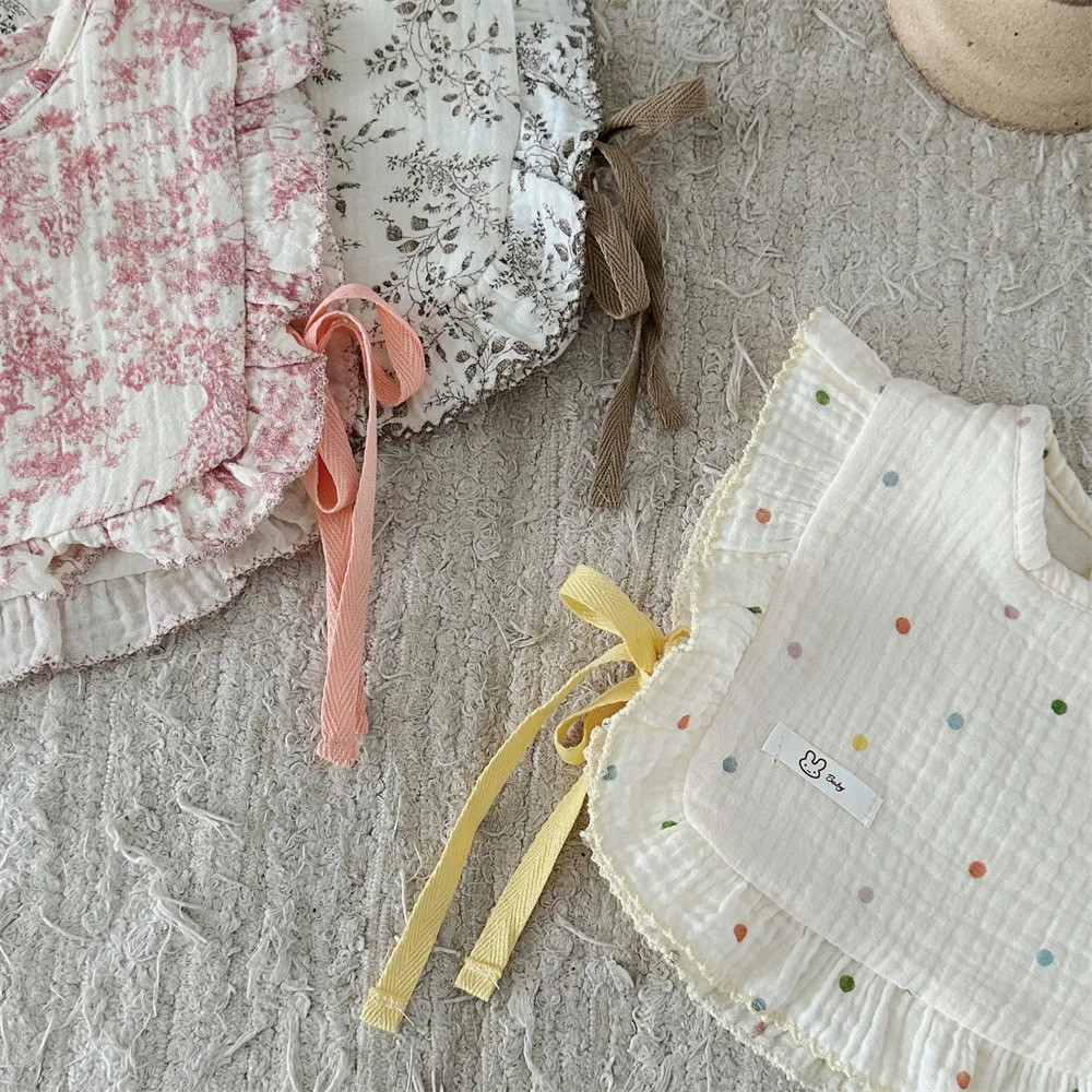INS Style Baby Feeding Drool Bib Ruffle Floral Infants Lace Saliva Towel Soft Cotton Burp Cloth For born Toddler Kids Bibs 250317