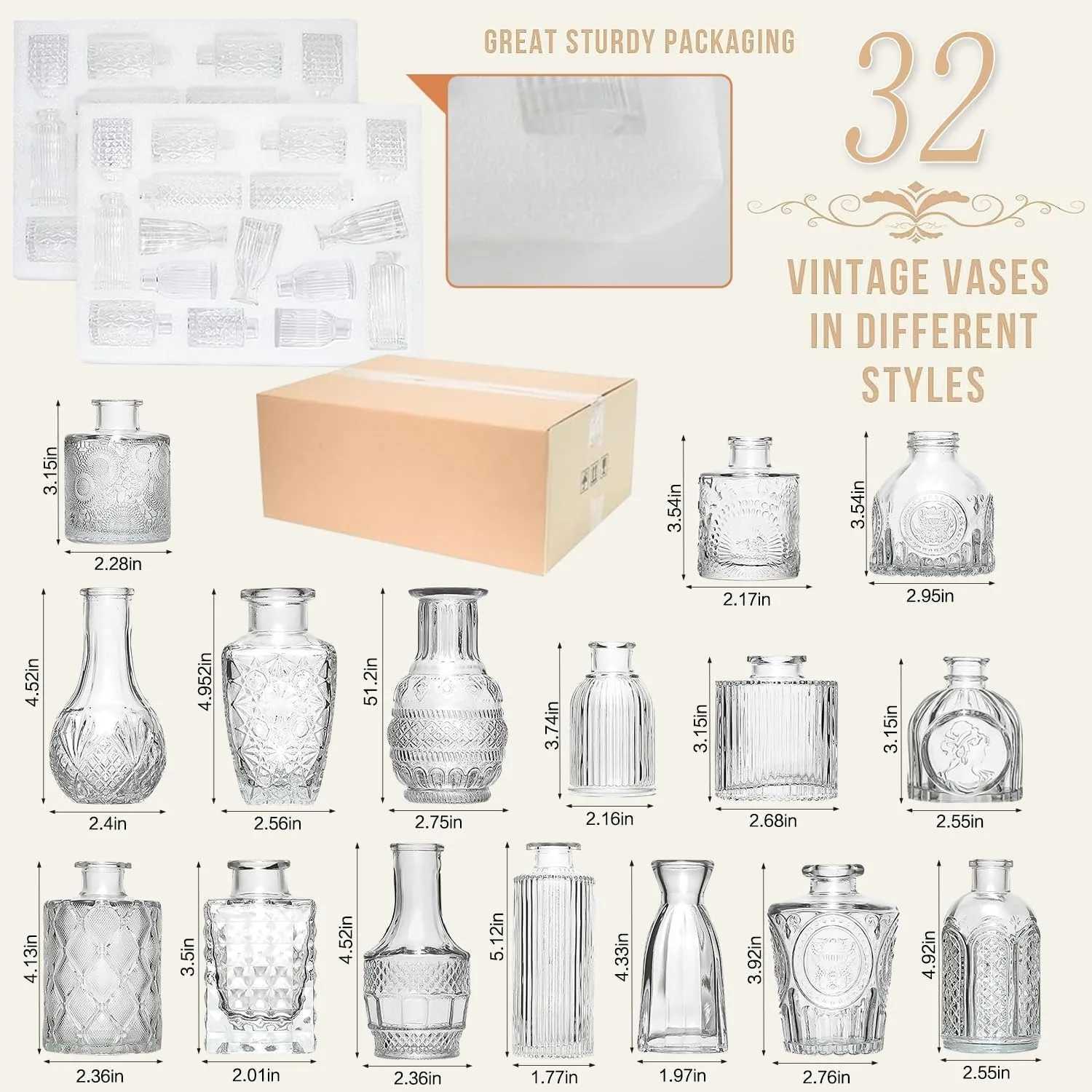 Glass Bud Vase Set of 32PCS Wedding Centerpieces for TablesMini Clear Bud Vases for FlowersFlower Vases Suitable(Clear 32PCS) X250317