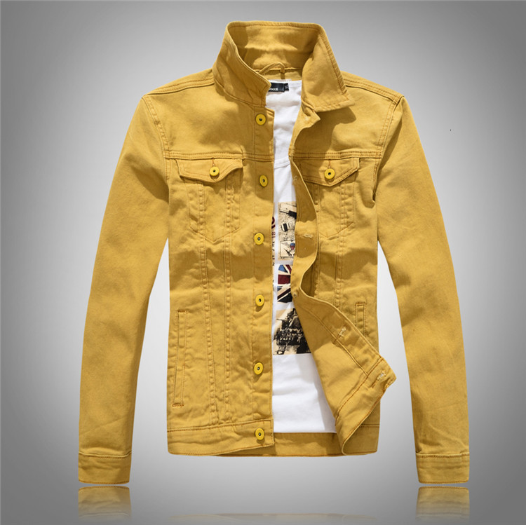 Spring Autumn Red white Black Yellow army green Jeans Jacket Men Slim Streetwear Denim Jacket Hip Hop Bomber Jacket Homme 210820