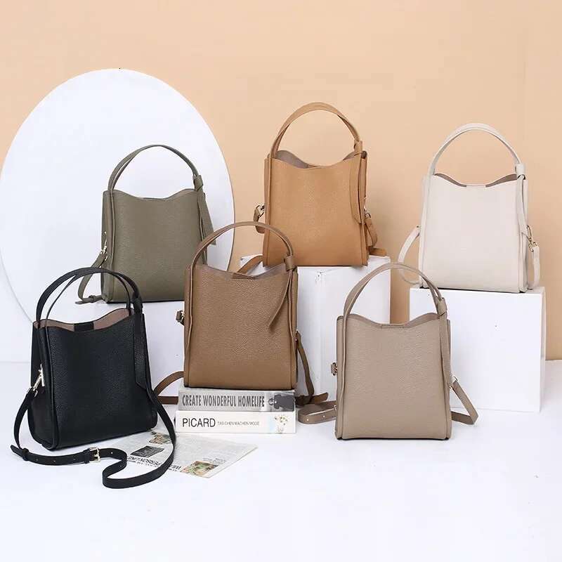 2024 Newest High Quality Bucket Genuine Leather Shoulder Handbag Women Bags Designer Ladies Soft Messenger Bag