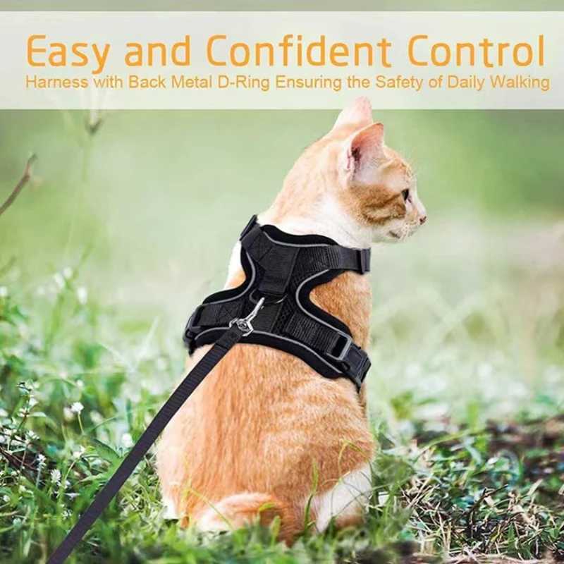 ZFUN cat harness and belt for walking leak proof soft adjustable vest harness for cats breathable reflective belt jacketT250318