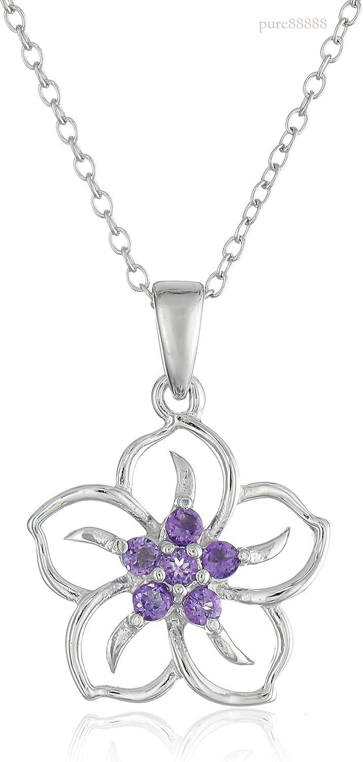 Or artificial birthstone wer pendant necklace, pure sier chain, 45.72 cm